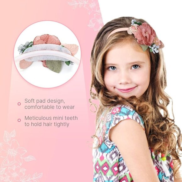 5 Piece Plastic Flower Headbands Kids Teens Girls Toddler Floral Hair Accessorie main image 6